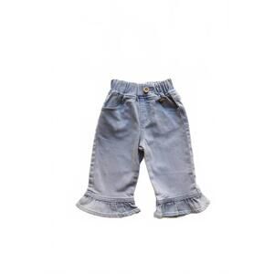 NEW AXEL & ROSE girl's denim flare ruffle pants in blue